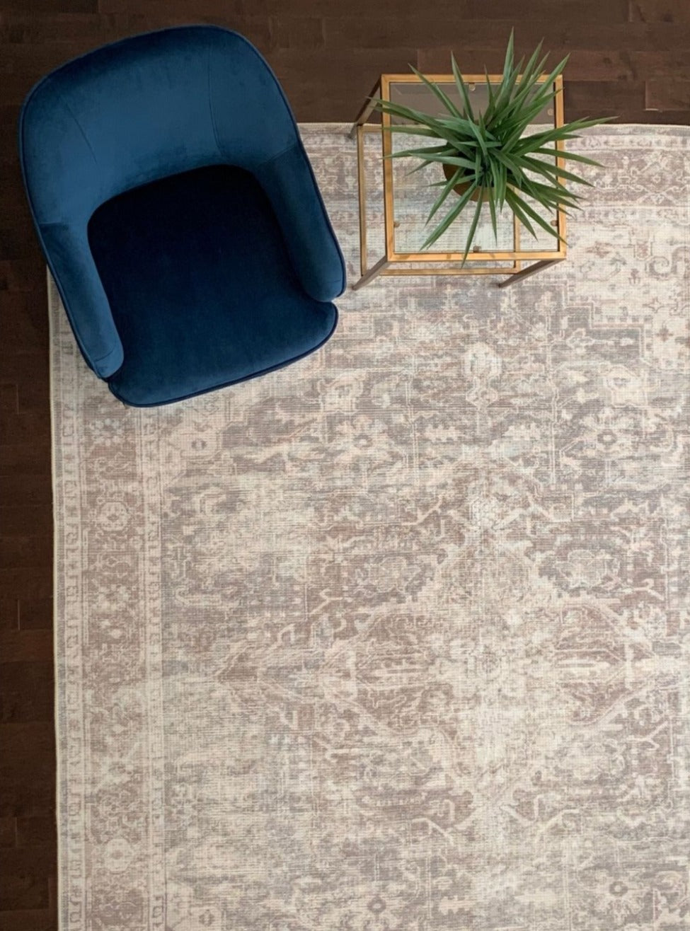 Washable rug | spill-proof | Grey | Vintage design – HomeBase Rugs