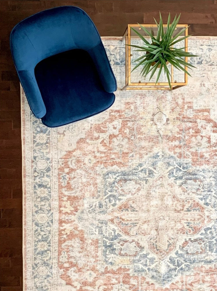 Victoria Teracotta Stain-Resistant Rug – Vibrant & Family-Friendly